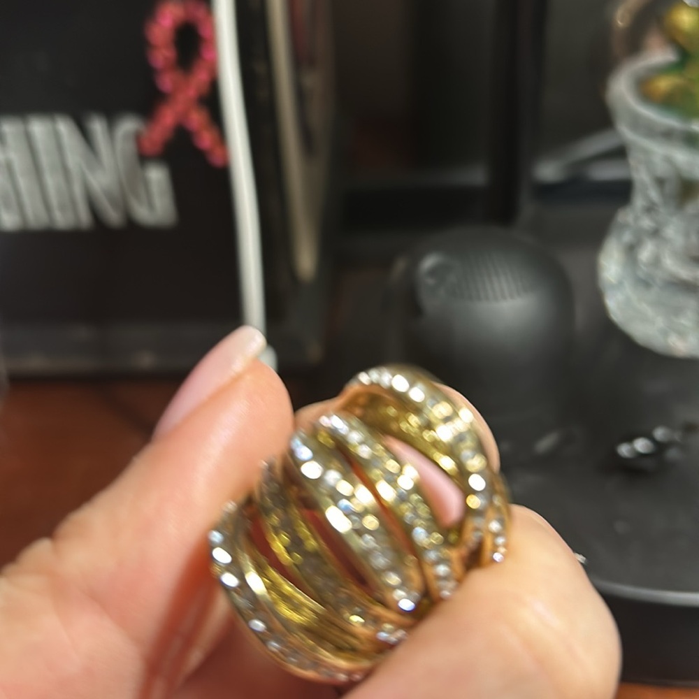 Stackable Gold Tone, Cz Ring Seven Layers And One… - image 6